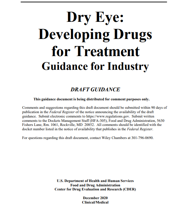 FDA 안구건조증 치료제 임상 가이드라인 첫 페이지